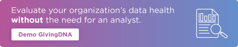 Evaluate your organization's data health without the need for an analyst. Demo GivingDNA.